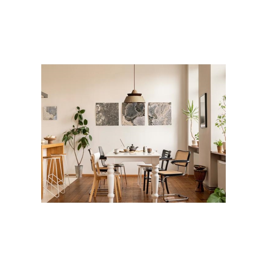 Pakabinamas šviestuvas ant laido 1xE27/60W/230V, skersmuo 33 cm masyvas/ąžuolas/riešutmedis/kaučiukmedis