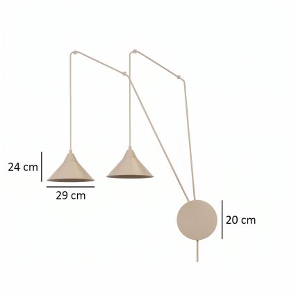 Pakabinamas šviestuvas ant laido ABRAMO 2xE27/15W/230V smėlinis