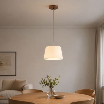 Pakabinamas šviestuvas ant laido AIDA 1xE27/15W/230V, skersmuo 25 cm, ąžuolas/kreminė