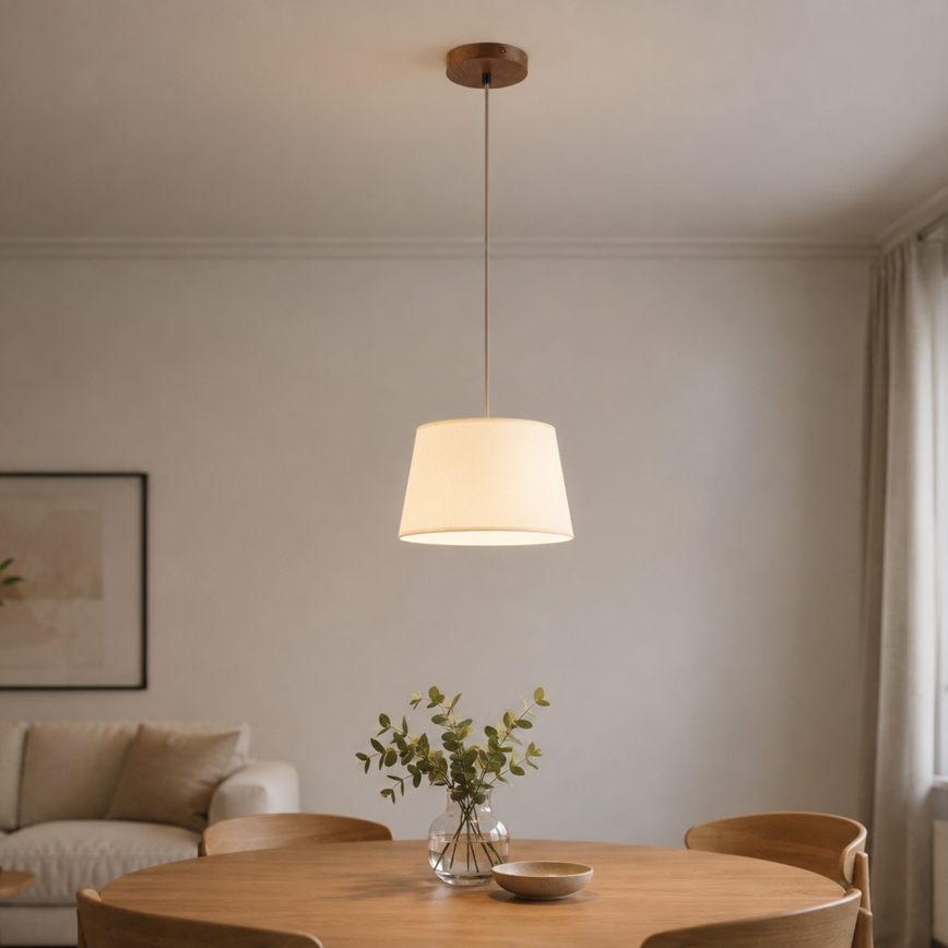 Pakabinamas šviestuvas ant laido AIDA 1xE27/15W/230V, skersmuo 25 cm, ąžuolas/kreminė