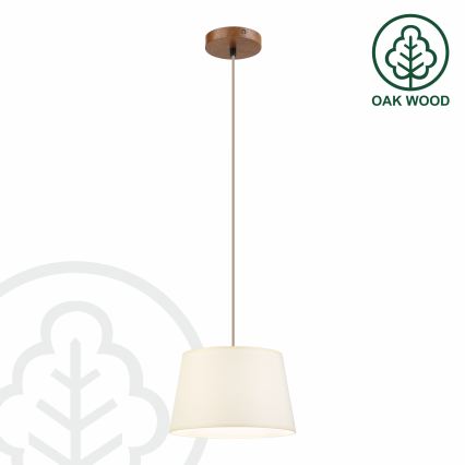 Pakabinamas šviestuvas ant laido AIDA 1xE27/15W/230V, skersmuo 25 cm, ąžuolas/kreminė