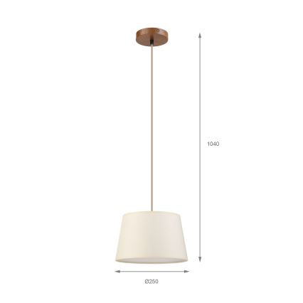 Pakabinamas šviestuvas ant laido AIDA 1xE27/15W/230V, skersmuo 25 cm, ąžuolas/kreminė