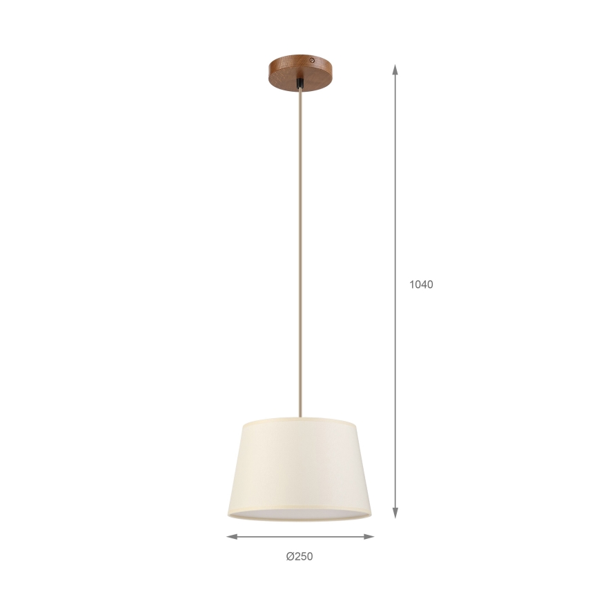 Pakabinamas šviestuvas ant laido AIDA 1xE27/15W/230V, skersmuo 25 cm, ąžuolas/kreminė
