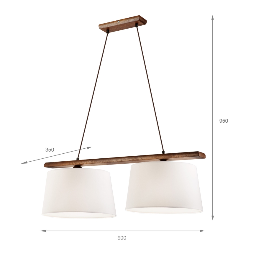 Pakabinamas šviestuvas ant laido AIDA 2xE27/60W/230V skersmuo 35 cm ąžuolas/riešutas