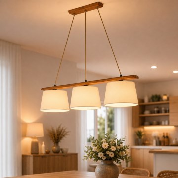 Pakabinamas šviestuvas ant laido AIDA 3xE27/15W/230V Ø 25 cm ąžuolas/kreminė