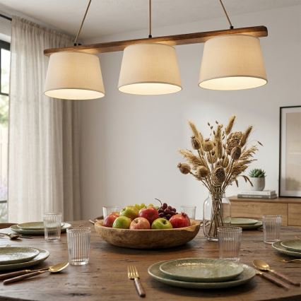 Pakabinamas šviestuvas ant laido AIDA 3xE27/15W/230V Ø 25 cm ąžuolas/kreminė