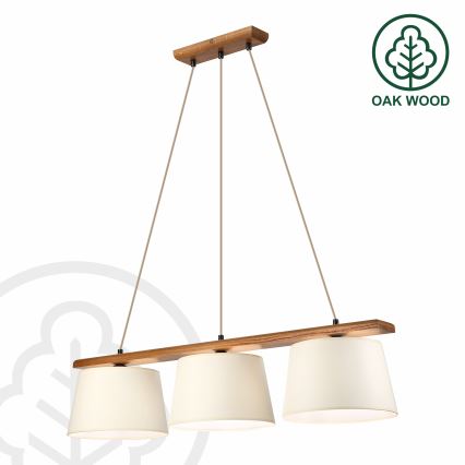 Pakabinamas šviestuvas ant laido AIDA 3xE27/15W/230V Ø 25 cm ąžuolas/kreminė