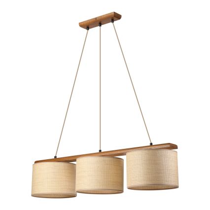 Pakabinamas šviestuvas ant laido AIDA 3xE27/15W/230V Ø 25 cm ąžuolas/rafija
