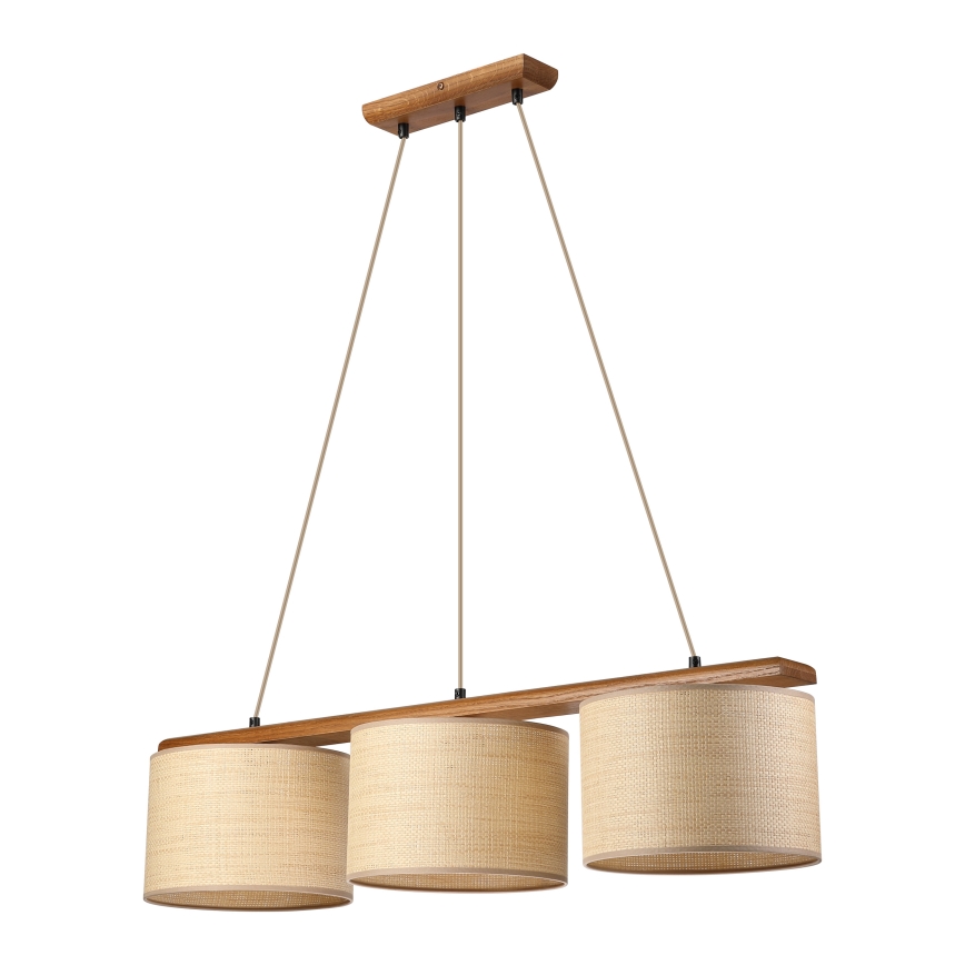 Pakabinamas šviestuvas ant laido AIDA 3xE27/15W/230V Ø 25 cm ąžuolas/rafija