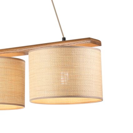 Pakabinamas šviestuvas ant laido AIDA 3xE27/15W/230V Ø 25 cm ąžuolas/rafija