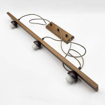 Pakabinamas šviestuvas ant laido AIDA 3xE27/15W/230V Ø 25 cm ąžuolas/rafija