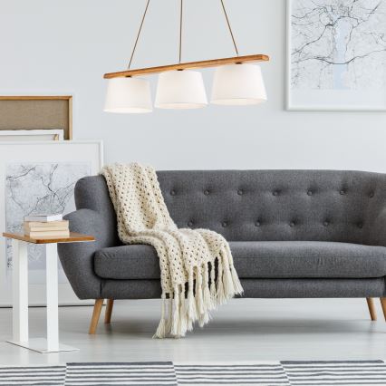 Pakabinamas šviestuvas ant laido AIDA 3xE27/60W/230V, skersmuo 25 cm, ąžuolas