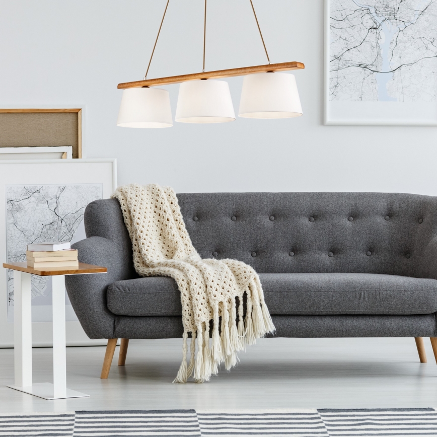 Pakabinamas šviestuvas ant laido AIDA 3xE27/60W/230V, skersmuo 25 cm, ąžuolas