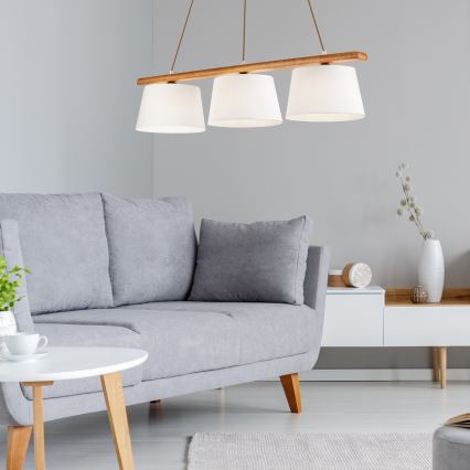 Pakabinamas šviestuvas ant laido AIDA 3xE27/60W/230V, skersmuo 25 cm, ąžuolas