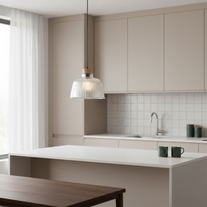 Pakabinamas šviestuvas ant laido ASTA 1x E27/60W/230V, skersmuo 28 cm, ąžuolas