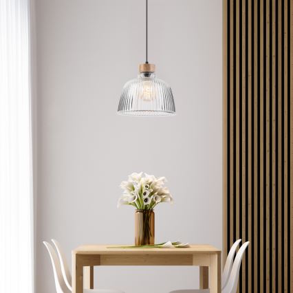 Pakabinamas šviestuvas ant laido ASTA 1x E27/60W/230V, skersmuo 28 cm, ąžuolas