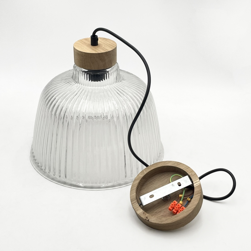 Pakabinamas šviestuvas ant laido ASTA 1x E27/60W/230V, skersmuo 28 cm, ąžuolas