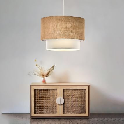 Pakabinamas šviestuvas ant laido AYD 1xE27/15W/230V smėlio spalvos/balta