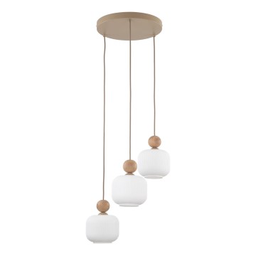 Pakabinamas šviestuvas ant laido BALLO 3xE14/10W/230V, smėlio spalvos