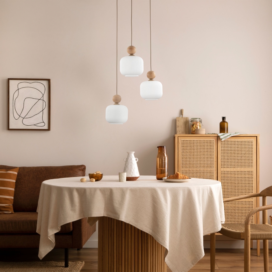 Pakabinamas šviestuvas ant laido BALLO 3xE14/10W/230V, smėlio spalvos
