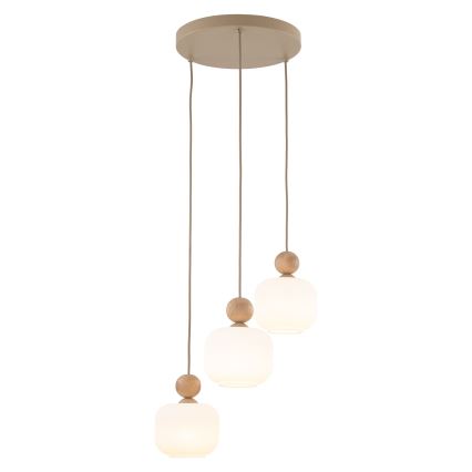 Pakabinamas šviestuvas ant laido BALLO 3xE14/10W/230V, smėlio spalvos