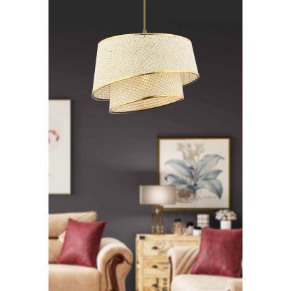 Pakabinamas šviestuvas ant laido BARETTE 1xE27/60W/230V kreminis/auksinis