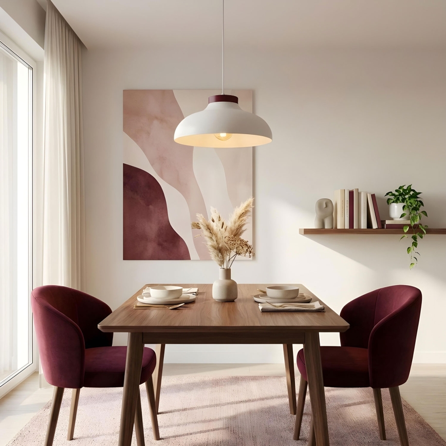 Pakabinamas šviestuvas ant laido BASCA 1xE27/15W/230V kreminė/burgundiška