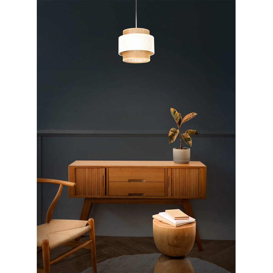 Pakabinamas šviestuvas ant laido BOHO 1xE27/60W/230V skersm. 20 cm kreminė/džiutas