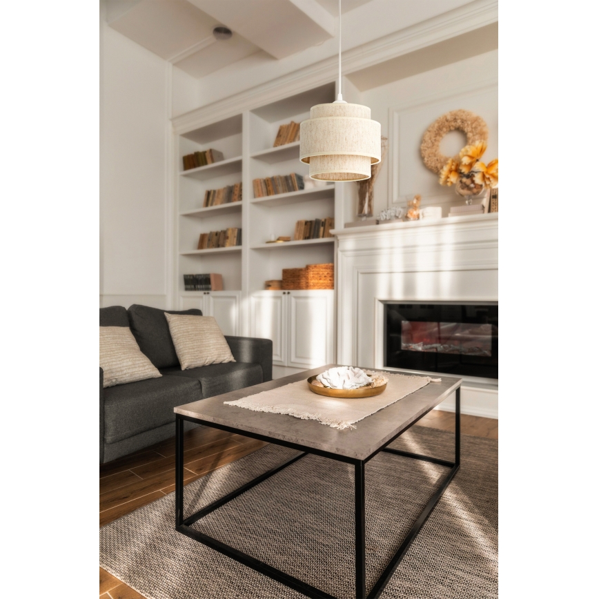 Pakabinamas šviestuvas ant laido BOHO 1xE27/60W/230V Ø 20 cm baltas