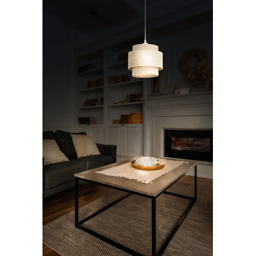 Pakabinamas šviestuvas ant laido BOHO 1xE27/60W/230V Ø 20 cm baltas