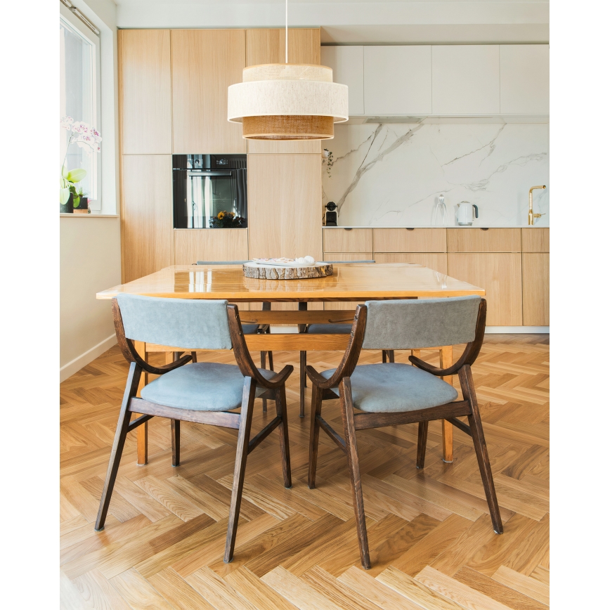 Pakabinamas šviestuvas ant laido BOHO 1xE27/60W/230V Ø 40 cm balta/džiutas