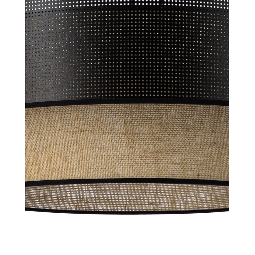 Pakabinamas šviestuvas ant laido BORHO 1xE27/60W/230V Ø 40 cm juodas/džiutas