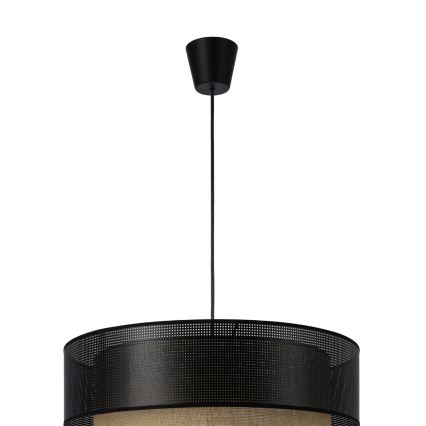 Pakabinamas šviestuvas ant laido BORHO 1xE27/60W/230V Ø 50 cm juodas/džiutas