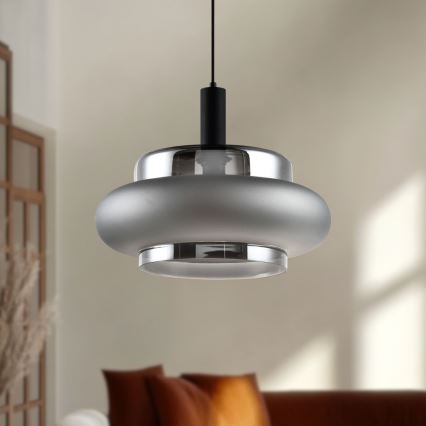 Pakabinamas šviestuvas ant laido BRIZI 1xE27/40W/230V pilkas/dūminis