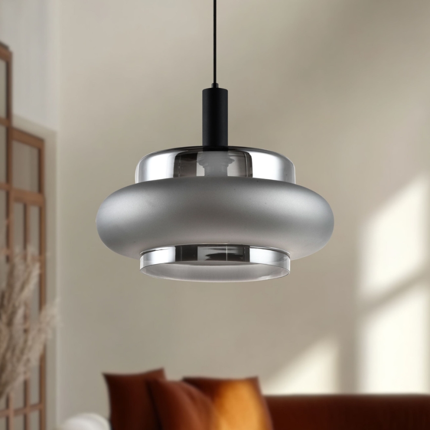 Pakabinamas šviestuvas ant laido BRIZI 1xE27/40W/230V pilkas/dūminis