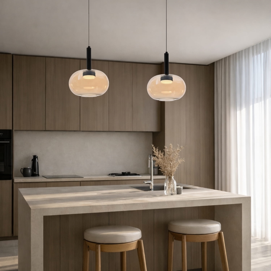 Pakabinamas šviestuvas ant laido BUENO 1xGX53/9W/230V Ø 25 cm dūminė smėlio spalva