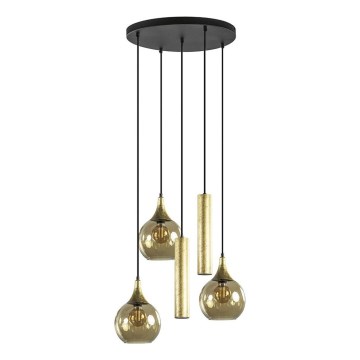 Pakabinamas šviestuvas ant laido CALYPSO 2xGU10/60W/230V + 3xE27/60W juoda/auksinė