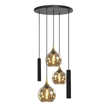 Pakabinamas šviestuvas ant laido CALYPSO 2xGU10/60W/230V + 3xE27/60W juoda/auksinė