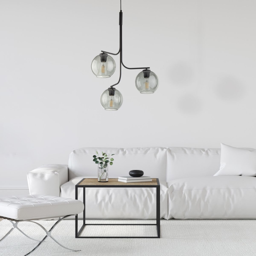 Pakabinamas šviestuvas ant laido CESAR 3xE27/15W/230V juoda/dūminė pilka