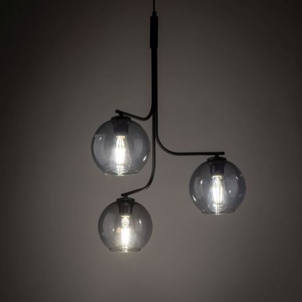 Pakabinamas šviestuvas ant laido CESAR 3xE27/15W/230V juoda/dūminė pilka