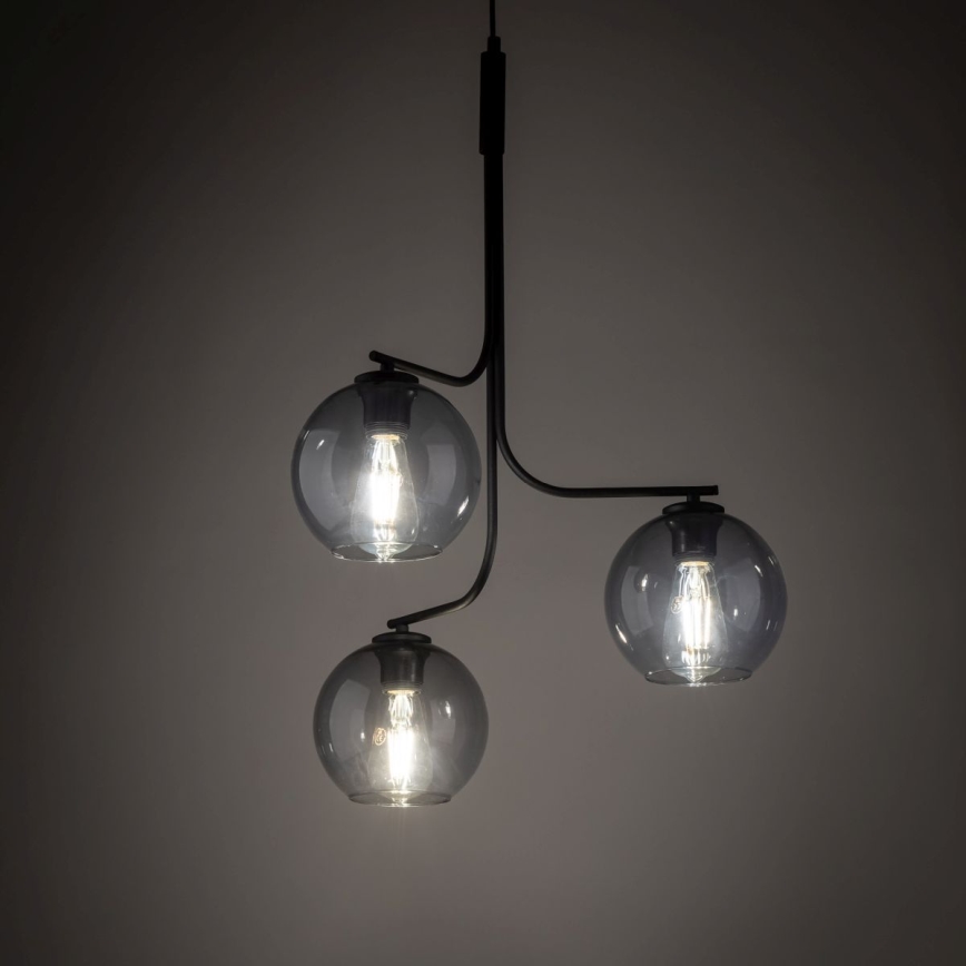 Pakabinamas šviestuvas ant laido CESAR 3xE27/15W/230V juoda/dūminė pilka