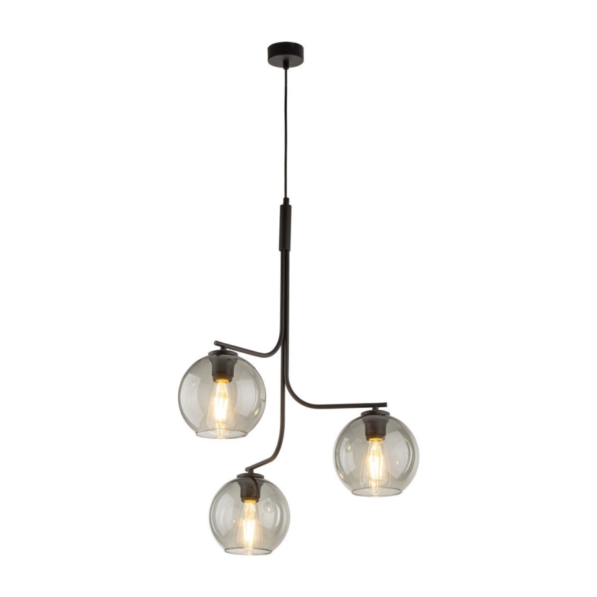 Pakabinamas šviestuvas ant laido CESAR 3xE27/15W/230V juoda/dūminė pilka