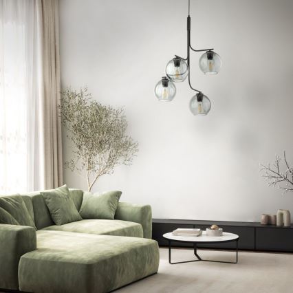 Pakabinamas šviestuvas ant laido CESAR 4xE27/15W/230V juoda/dūminė pilka