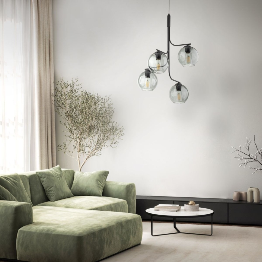 Pakabinamas šviestuvas ant laido CESAR 4xE27/15W/230V juoda/dūminė pilka