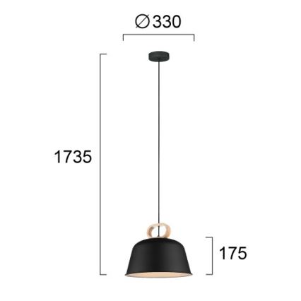 Pakabinamas šviestuvas ant laido CLIP 1xE27/40W/230V juoda/ruda