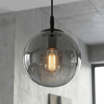 Pakabinamas šviestuvas ant laido COSMO 1xE14/10W/230V Ø 14 cm juoda/dūminė juoda