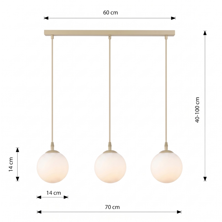 Pakabinamas šviestuvas ant laido COSMO 3xE14/10W/230V smėlinis/baltas