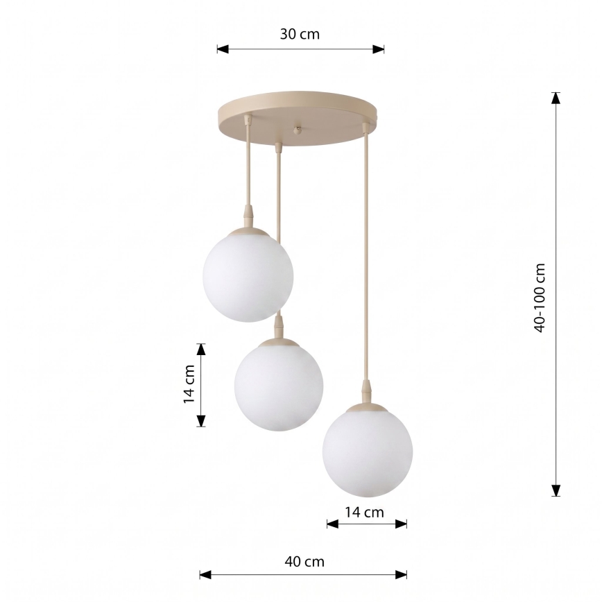 Pakabinamas šviestuvas ant laido COSMO 3xE14/10W/230V Ø 40 cm smėlinė/balta