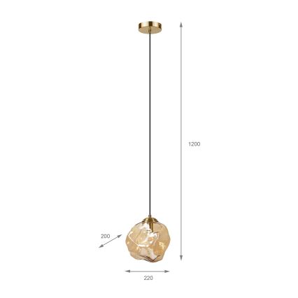 Pakabinamas šviestuvas ant laido CRISTAL 1xE14/15W/230V žalvaris/dūminė smėlinė