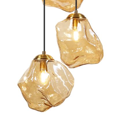 Pakabinamas šviestuvas ant laido CRISTAL 5xE14/15W/230V žalvaris/dūminė smėlio spalva